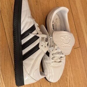 adidas White and Black Patent Long Tongue